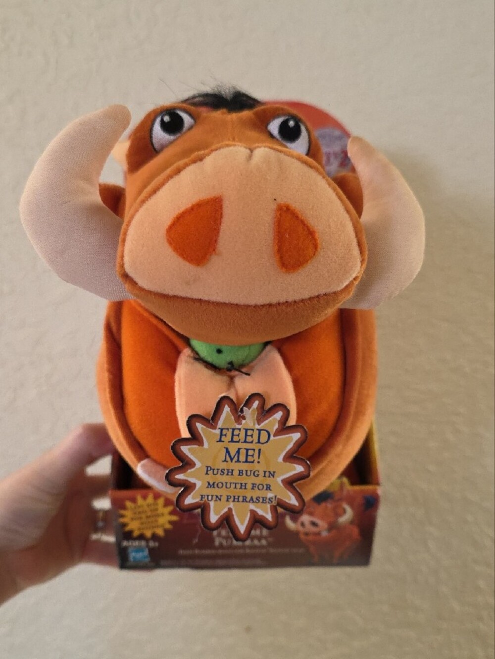 VTG 2002 Disney The Lion King Feed Me Pumbaa Talking Plush Toy Hasbro
